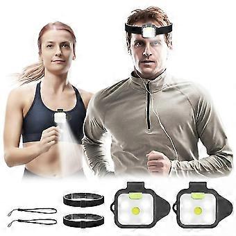 2pcs Usb Rechargeable Running Light Fluorescent Running Light Chest Light Comes With Two Headbands And Hand Straps