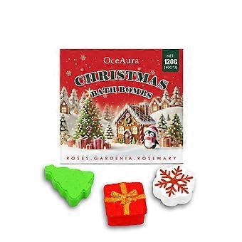 OceAura Weihnachts-Badekugel-Set, Badekugel-Schaumdusche mit Duft, spendet Feuchtigkeit und reinigt die Haut mit Duft