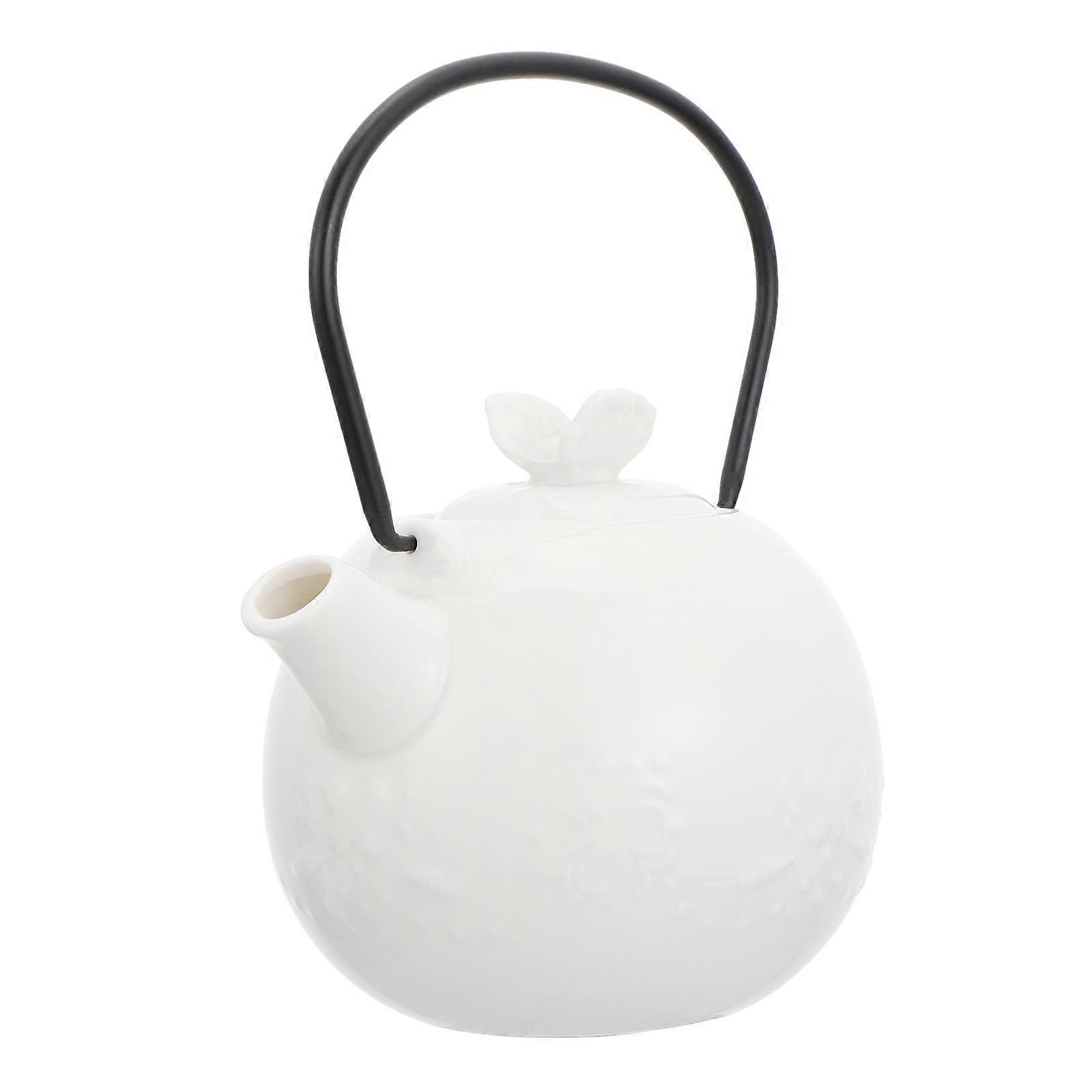 Ceramic Teapot Set Practical Teapot for Storage 1Set White Kitchen