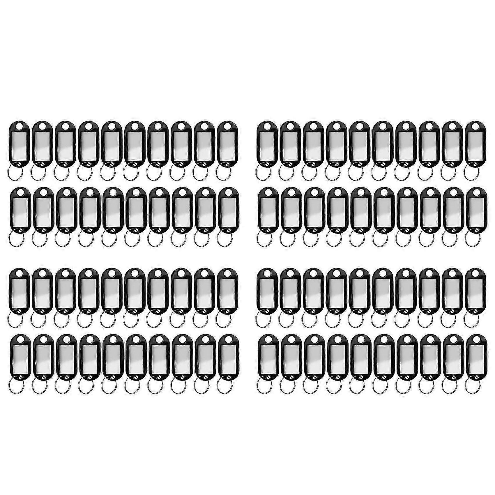 80 Pcs Assorted Key ID Label Tags Split Ring Keyring Keychain (Black)
