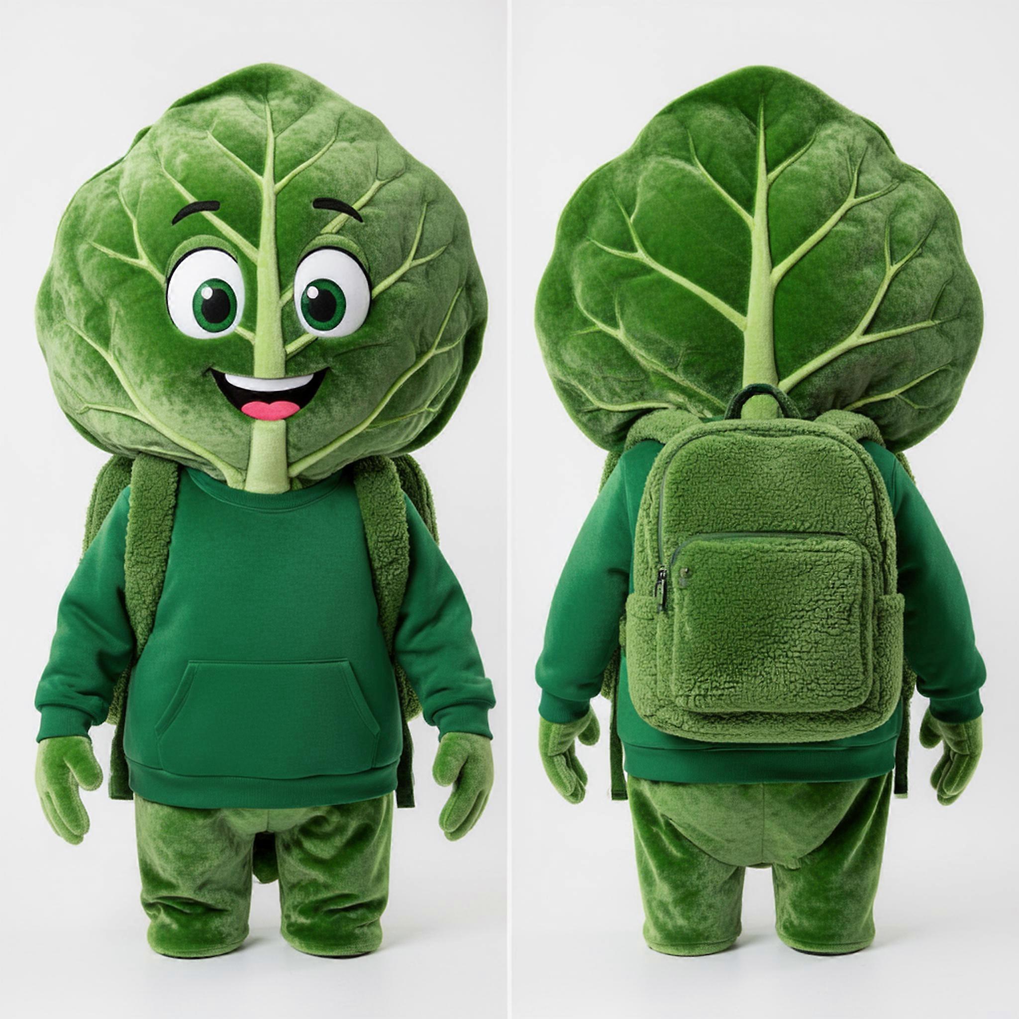 MASTICOT Velvety Green Leafy Cabbage Leaf Mascot