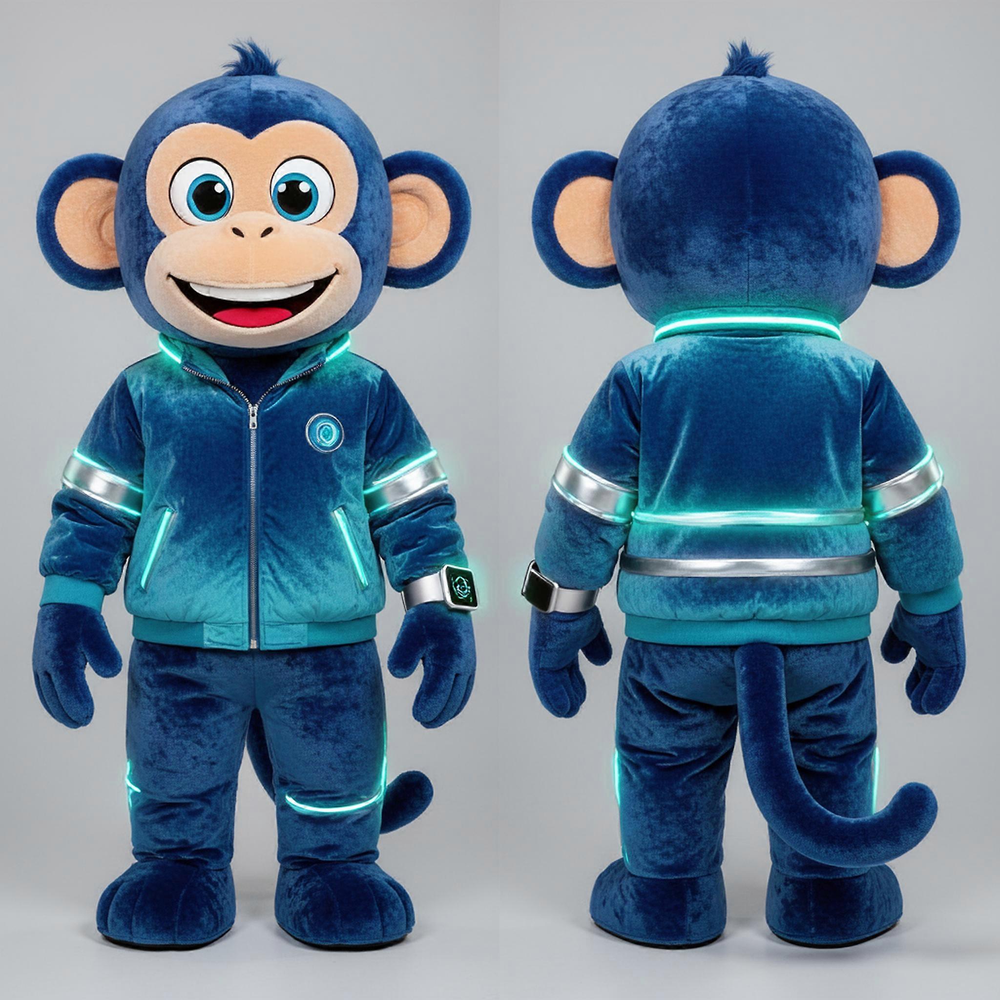 MASTICOT Velvety Blue Playful Monkey Mascot