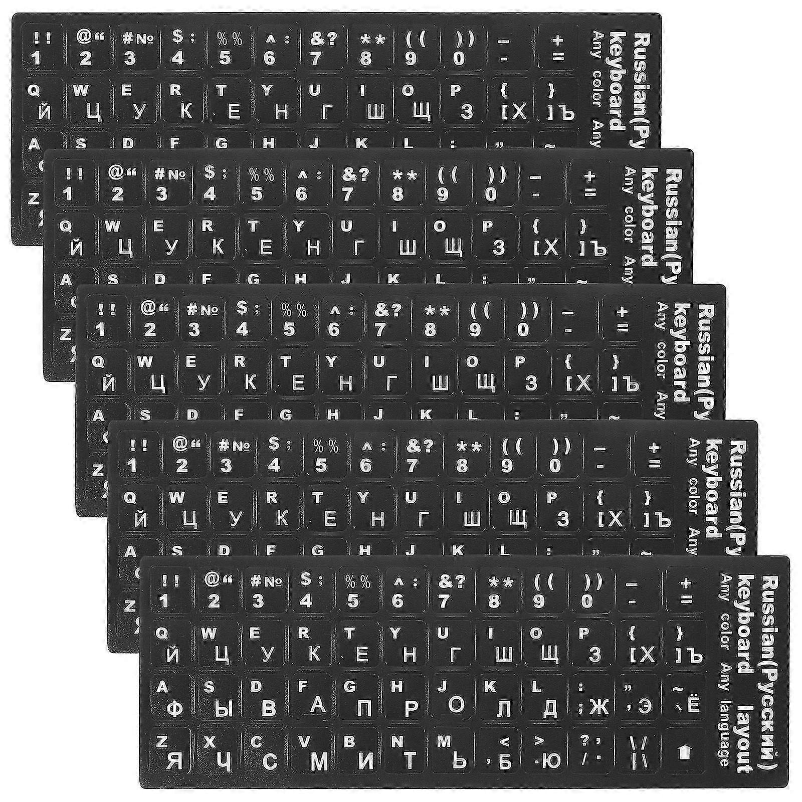 5 Sheets Keyboard Sticker Russian Keyboard Label Decoration Computer Accessory