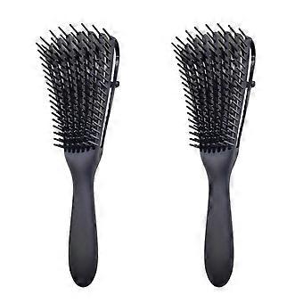 Paquete de 2 cepillos desenredantes para cabello rizado 3a4c con cerdas flexibles para una eliminación suave de nudos.