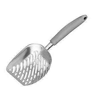 Pet Litter Scoop Long Handle Metal Durable Scoop for Pets Litter Use Grey