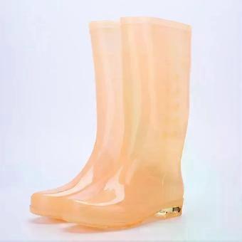 Women's Tall Waterproof Slip-On Rain Boots, Deep-Cut Soft PVC Jelly Shoes, Quick-Dry Unlined Design