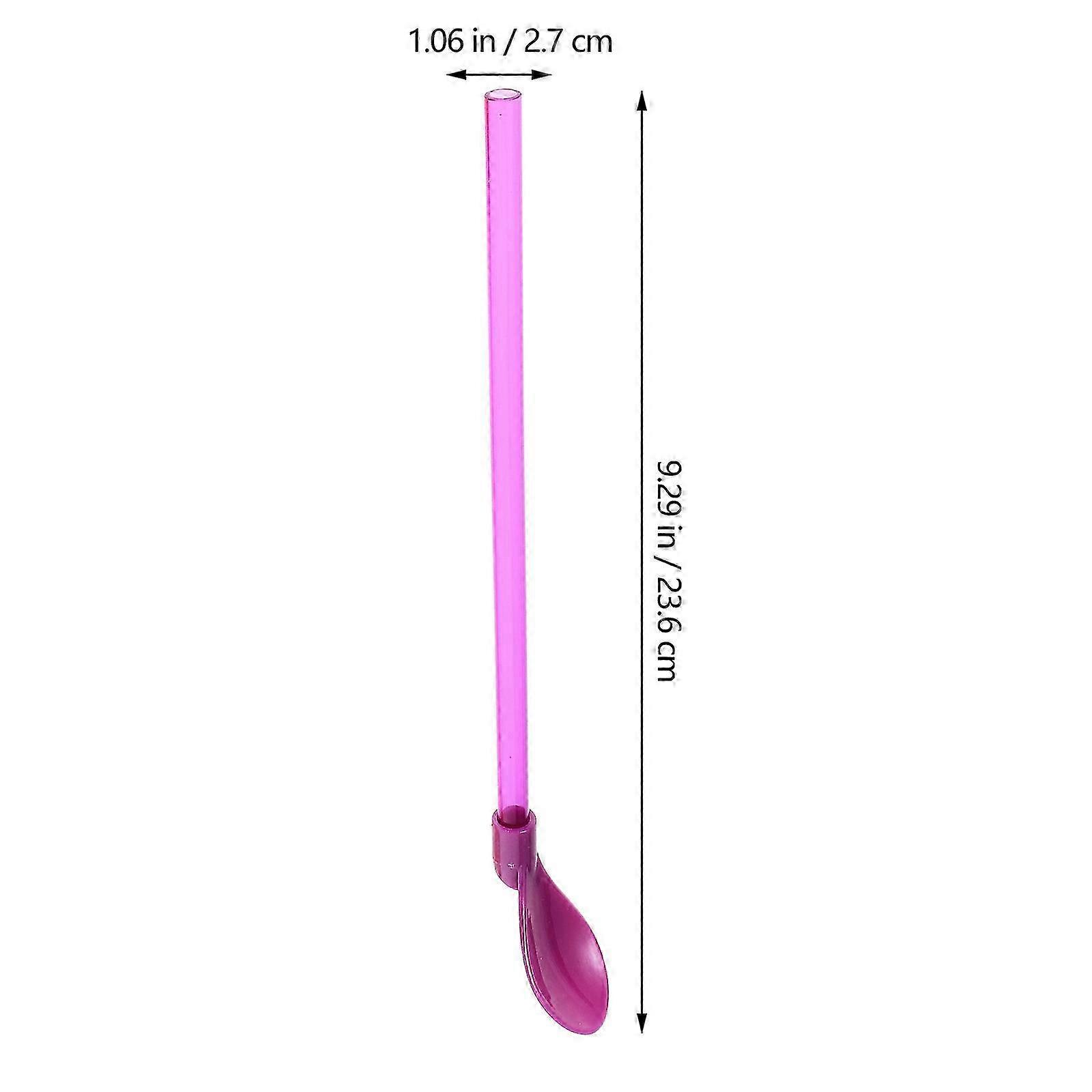6 Pcs Creative Straw Spoon Drinking Stirring Plastic Spoon Removable Straw Spoon (Random Color)