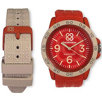 Barcelonetas fun red-gray watch for Unisex Analog Quartz with Silicone Bracelet W02RD