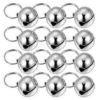 Lichtgewicht metalen belletje voor katten, bedel voor halsbanden van huisdieren, geschikt voor buitenactiviteiten, duurzaam, waterdicht en krasbestendig, set van 12 stuks, zilverkleurig.