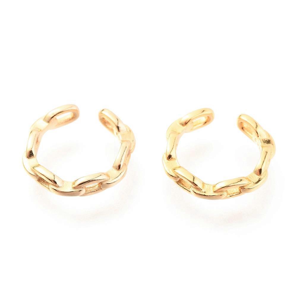 1pc Cuff Earrings Cable Chain Shape Golden 11.5x2.5mm