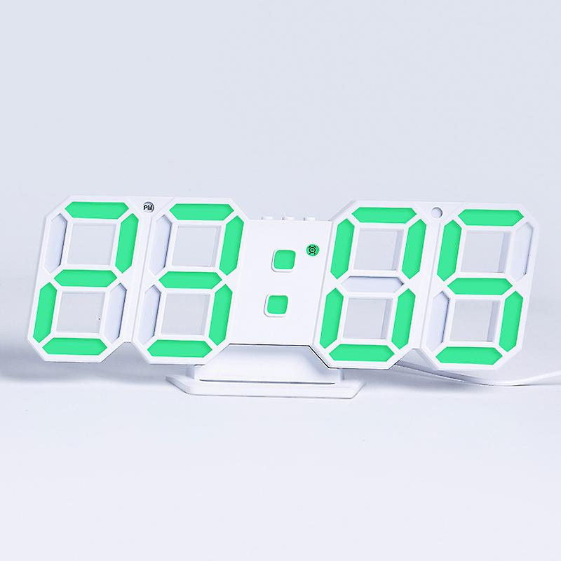 3d Digital Alarm Clock, Led Digital Clock On The Wall With 3 Automatically Adjusted Brightness Levels, Led Electronic Clock With Snooze Function (gree