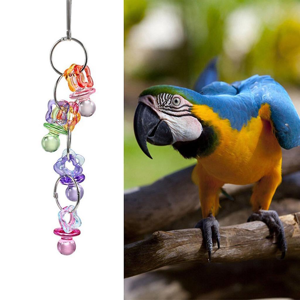 Colorful Parrot Pet Bird Macaw Hanging Chew Pacifier Swing Playing Toy