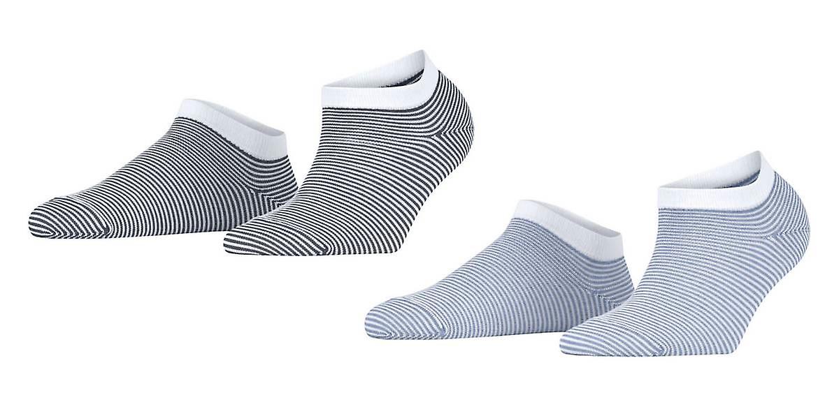 Esprit Allover Stripe 2 Pack Sneaker Socks - Blue
