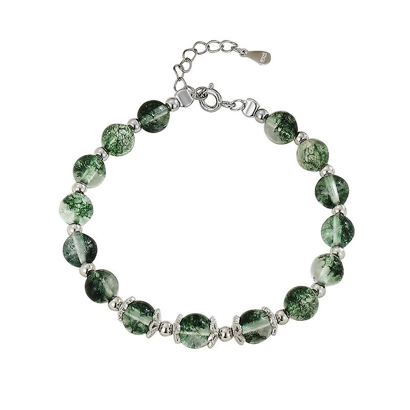 Silver Torus Green Ghost Crystal Bracelet