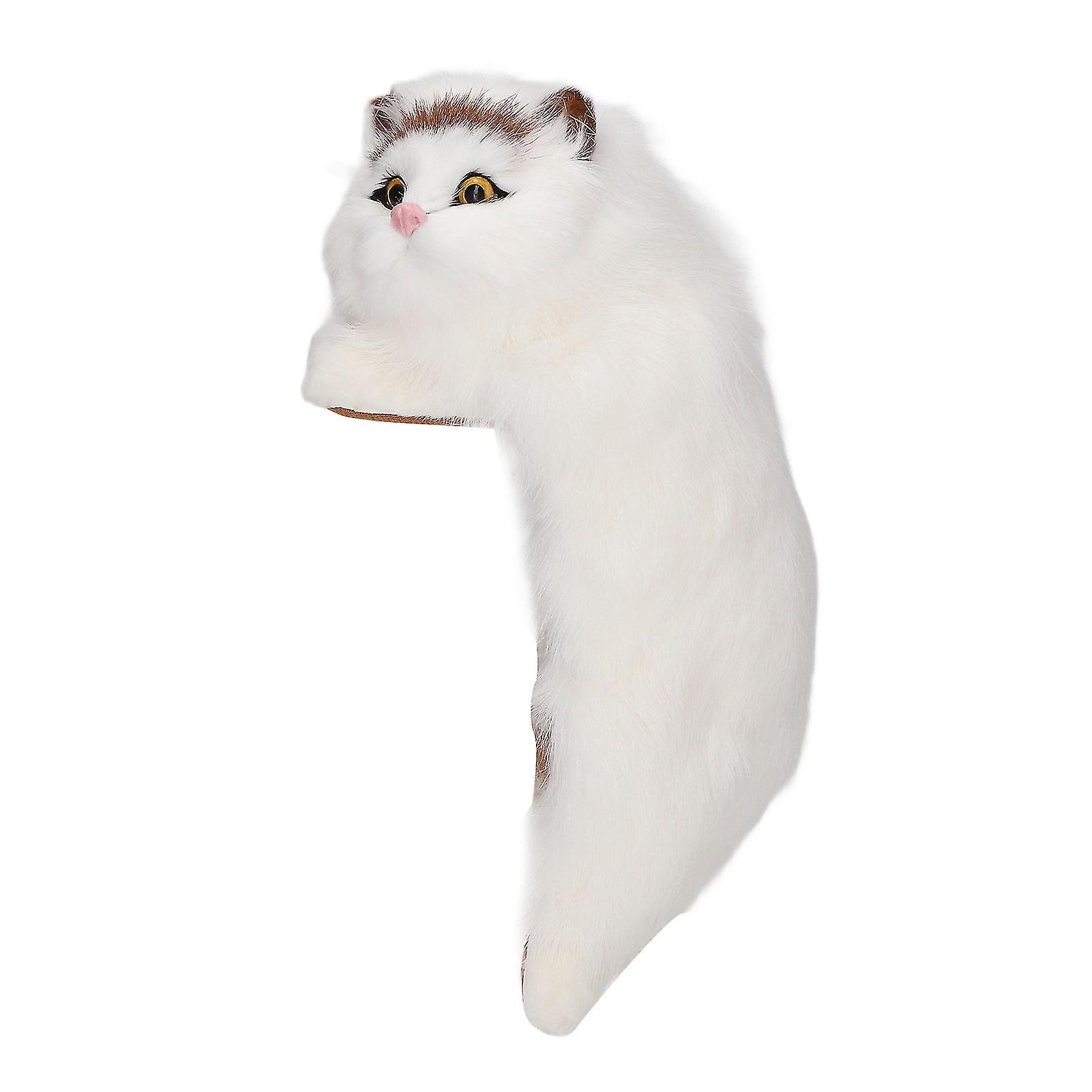 Simulation Synthetic Fur Cat Figurine Home Cute Funny Furry Cat Decorative Statue for Toy Store Window