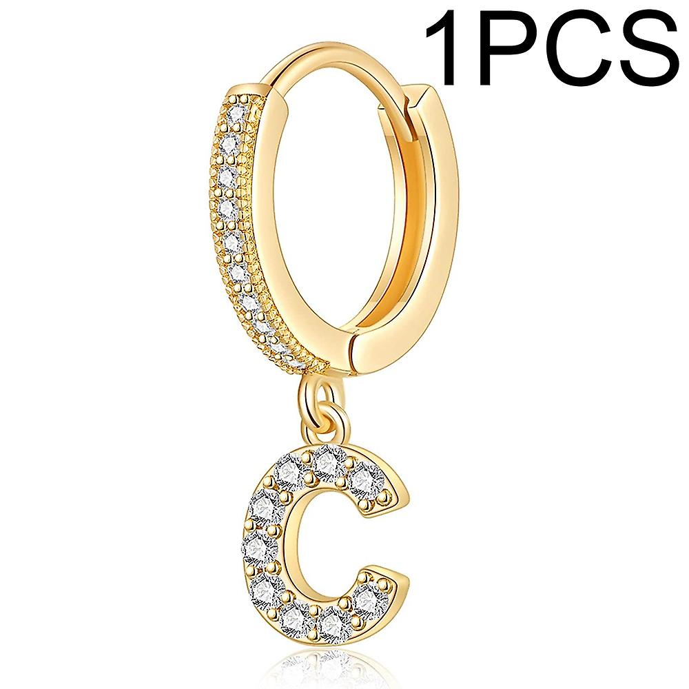 Women earring girl stud ear Drop A Z Letters Initial pendant Hoop Gold Aretes Alphabet name 1pcs