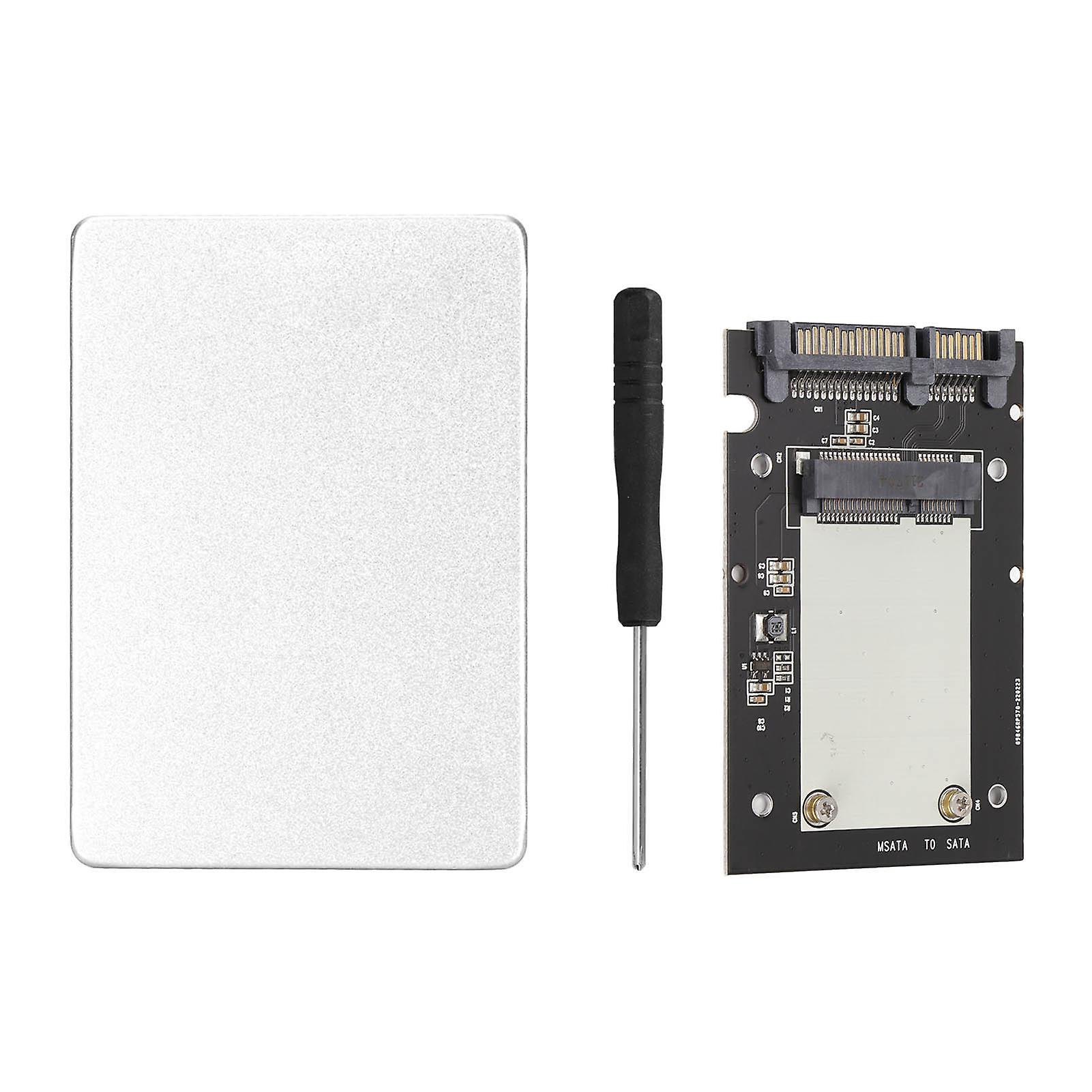 Aluminum Alloy SSD Adapter Enclosure MSATA to SATA 3.0 6Gbps Ultra Thin Silver