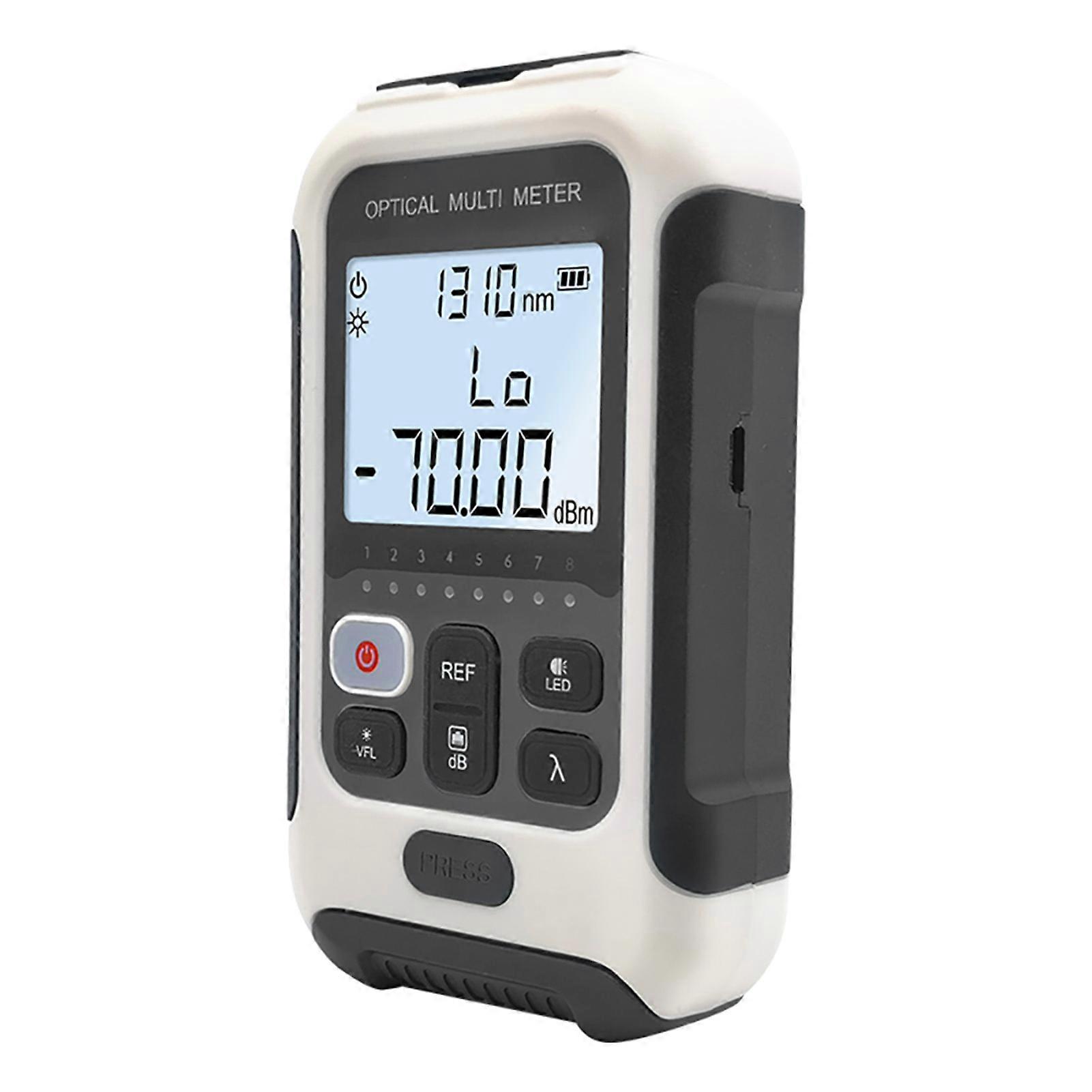 Optical Fiber Power Meter Portable 4 in 1 Digital Rechargeable ‑70‑+10dBm Fiber Tester for Communication Engineering
