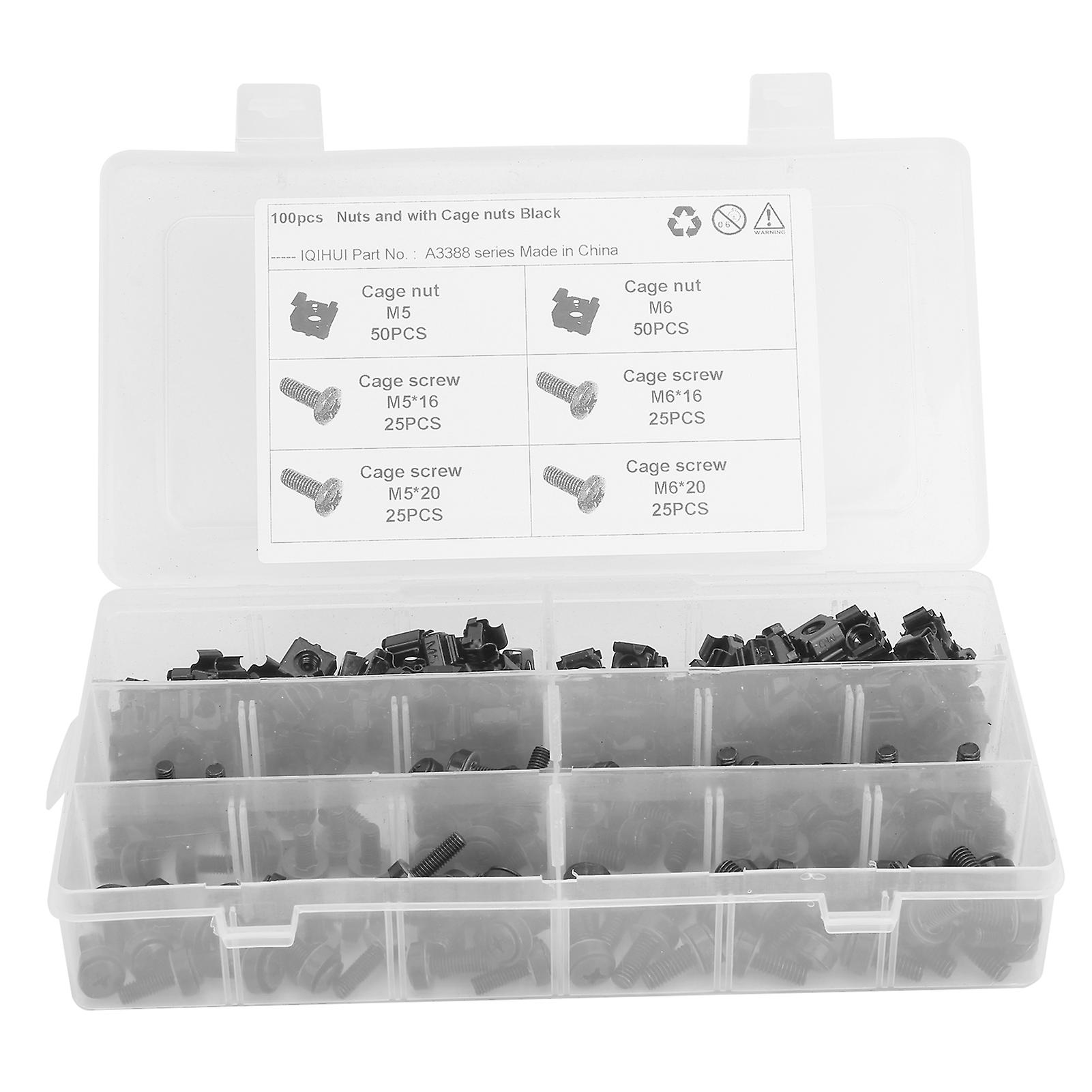 200 قطعة صواميل قفص وبرغي كيت M5 M6 اكسسوارات السيارات الكربون الصلب الأسود