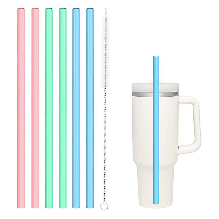 Silikonipillin korvike Stanley 40 oz 30 oz Tumbler Cupille, 6 pakkausta uudelleenkäytettäviä pillejä puhdistusharjalla Stanley Adventure Quencher Travel Tumbliin
