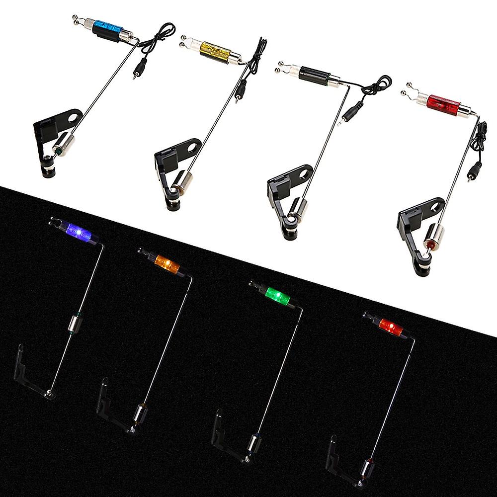4Pcs Iron Fishing Bite Alarm Hanger Swinger LED Illuminated Indicator