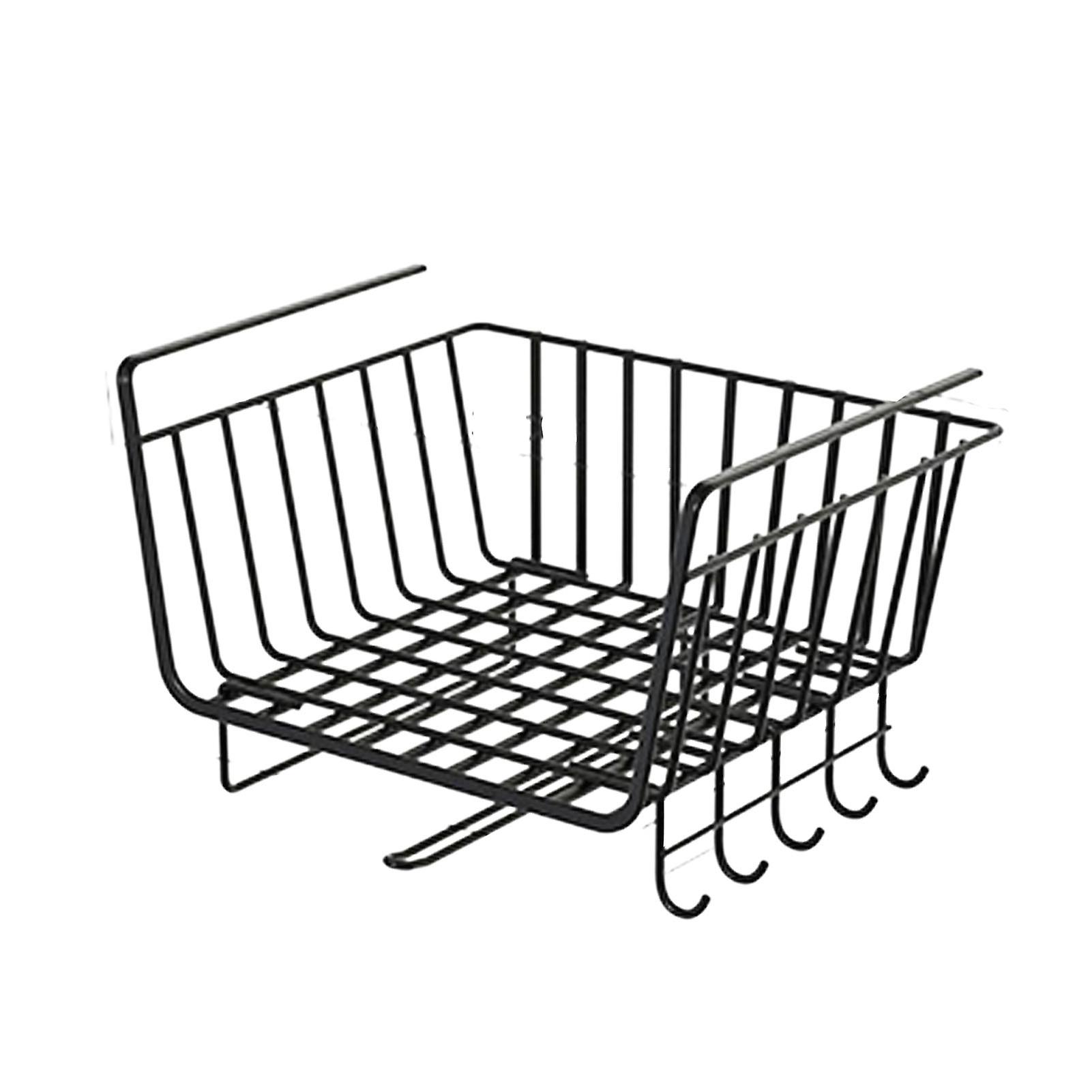 Under Shelf Wire Basket Iron Black Multifunctional Space Saving Under Cabinet Hanging Basket Organizer