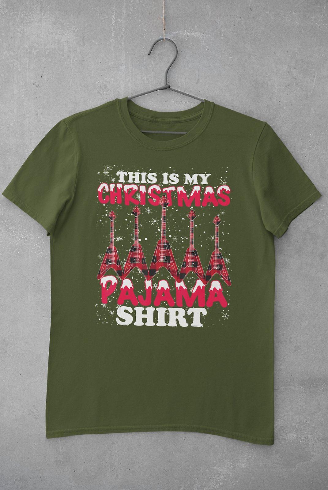 Gitarr tema Xmas T-shirt gitarr Detta är min julpyjamas skjorta presentidé