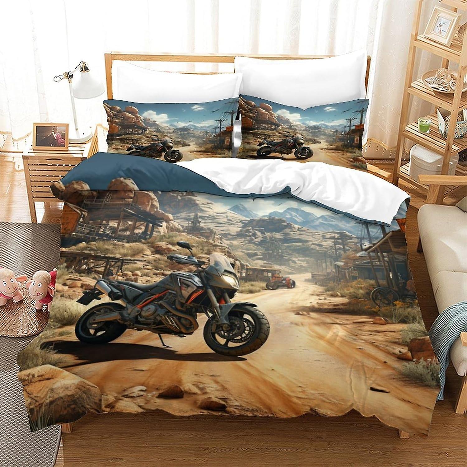 PGtaa Motorcyklar Tonåringar Påslakan Modern Täcke Täcke För Barn Påslakan Set Sängkläder Set Andningsbart 3-delat set Mjuk mikrofiber med Zipeer 