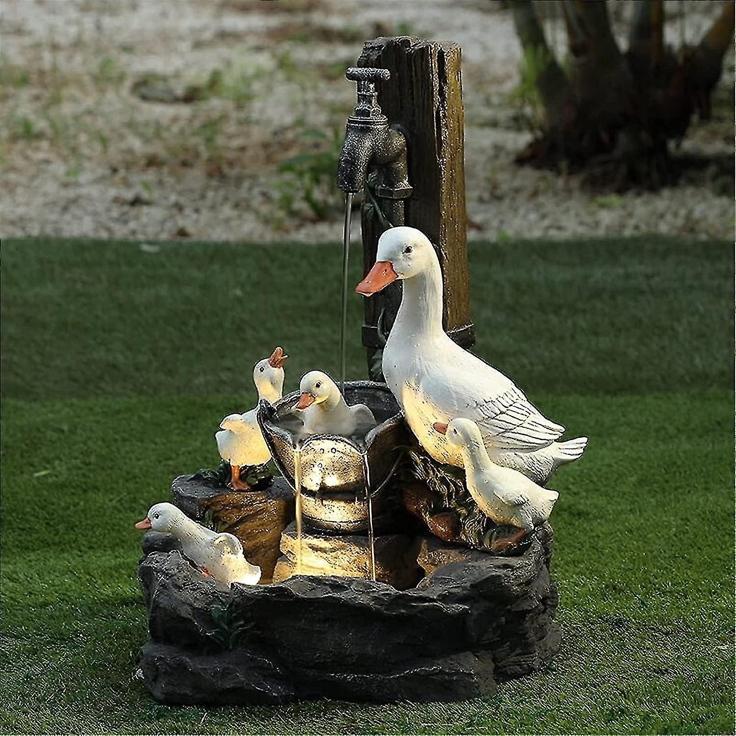 수지 가족, 분수 동상, 정원 정원 장식 분수 야외 뒤뜰 장식 (duck-xdd
