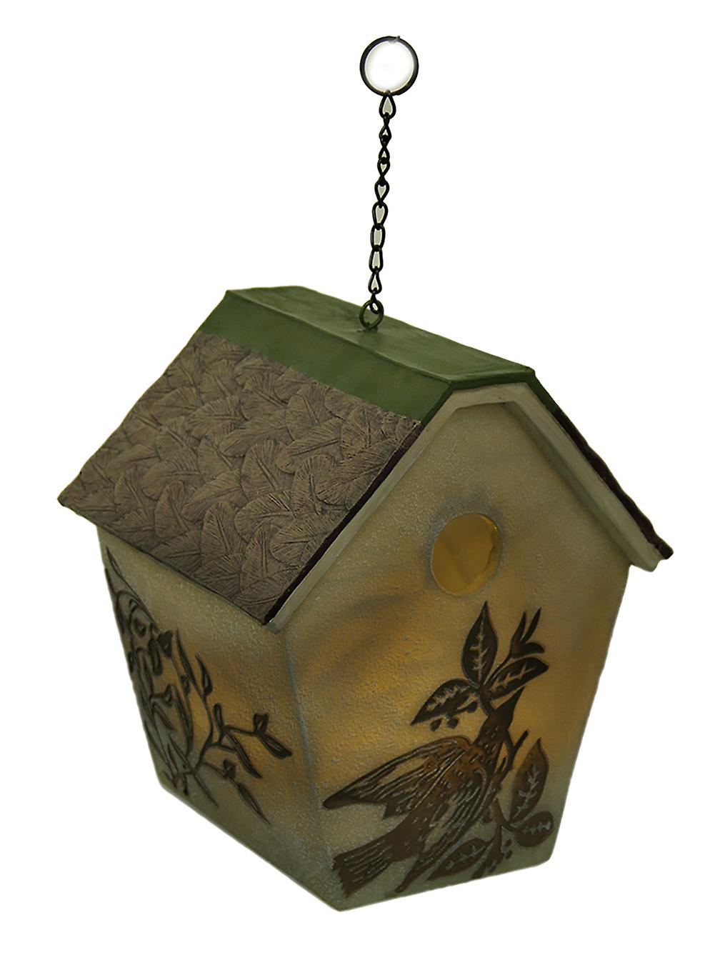 Elegant Rustic LED Hanging Birdhouse Accent Lamp