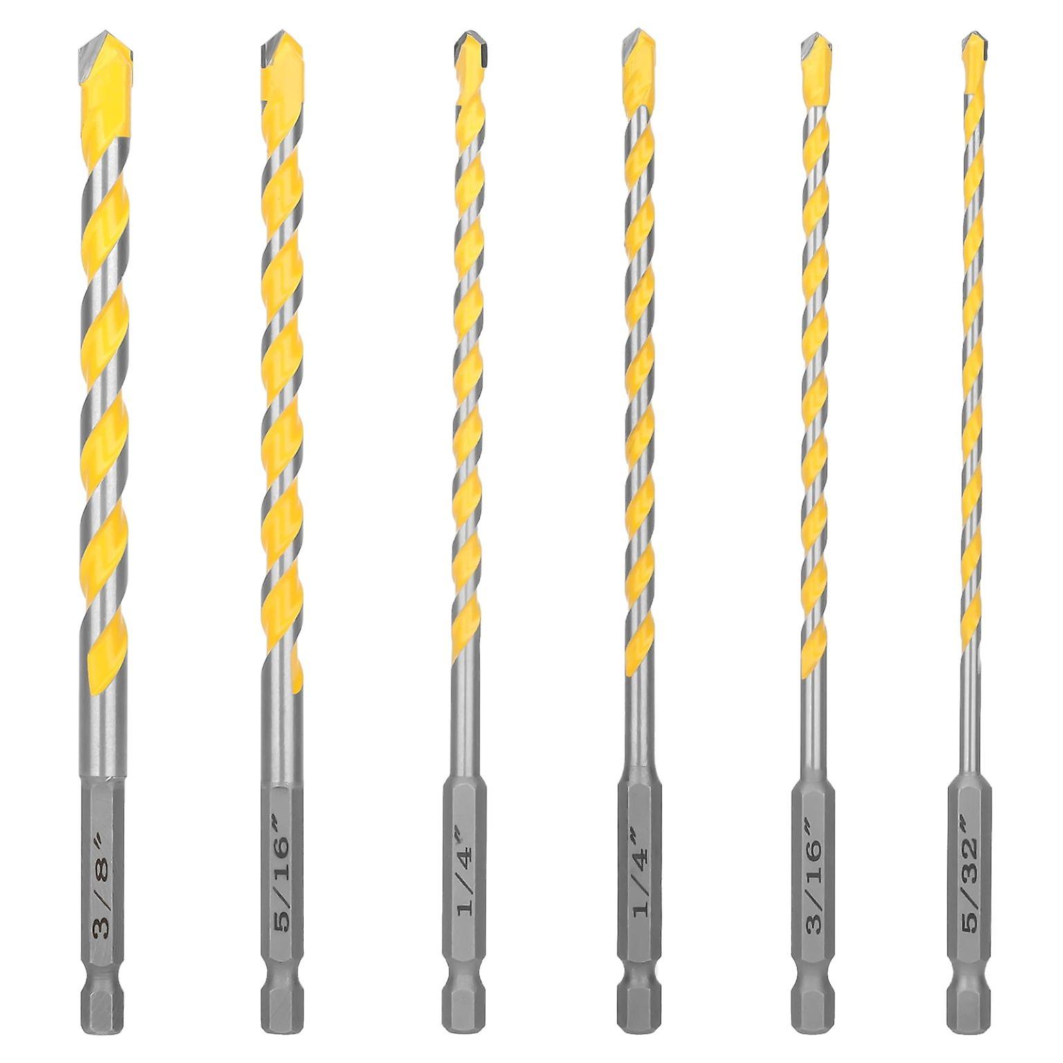 6pcs Hex Shank Masonry Drill Bits, Drill Bits with Carbide Tip for Brick, T