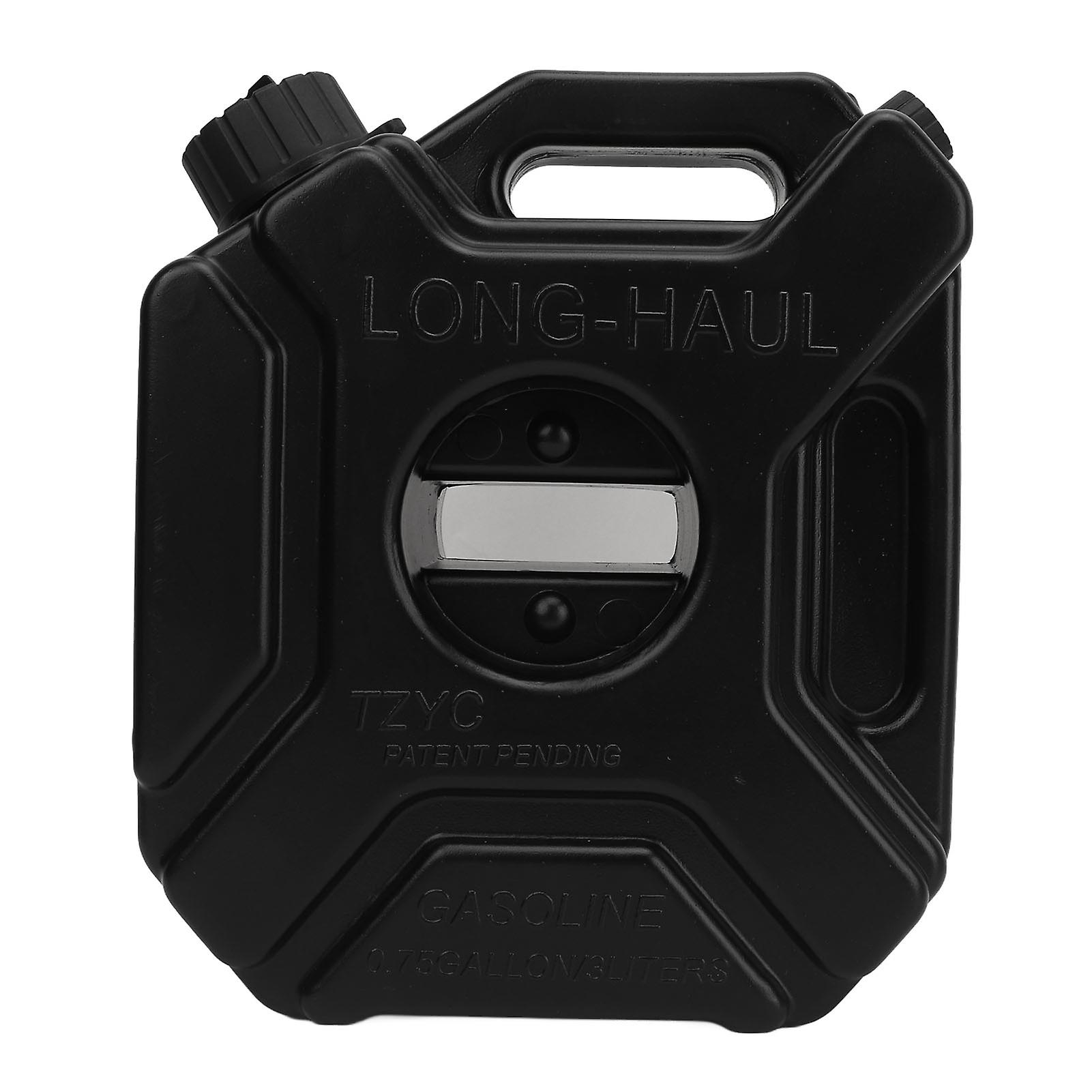 Bidon d'essence 3 L (0,75 gallon), noir, réservoir de secours d'urgence pour voiture, moto, UTV, VTT, motocross, sans support