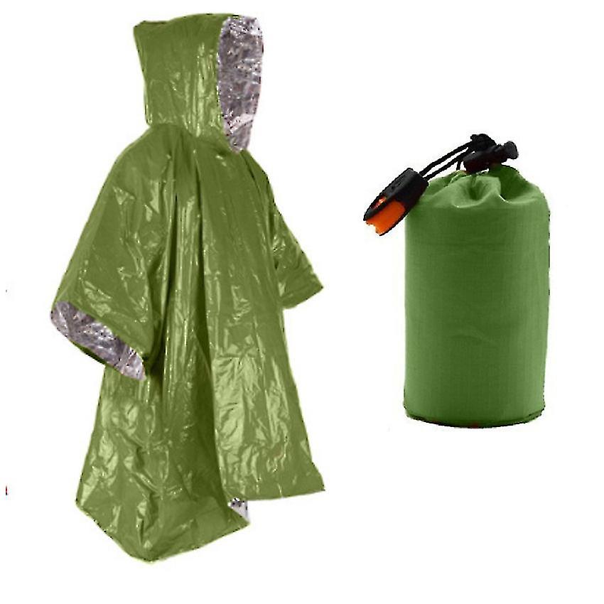 Emergency Raincoat Aluminum Film Poncho Cold Insulation Rainwear Blankets Survival Tool, PE Aluminum Film Warm Windproof Outdoor -SJL-Good