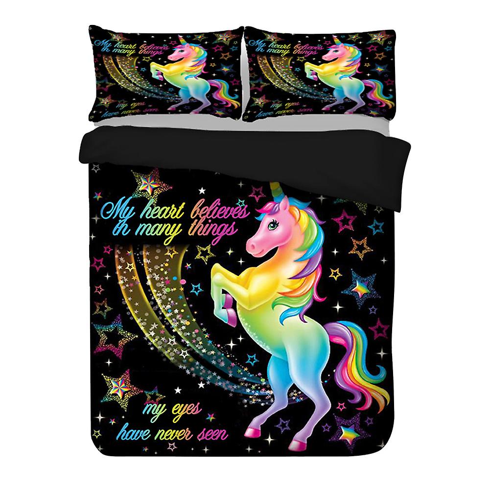 Cartoon Pattern Polyester Breathable Bedding Set Duvet Cover Set Pillowcase (US Queen)