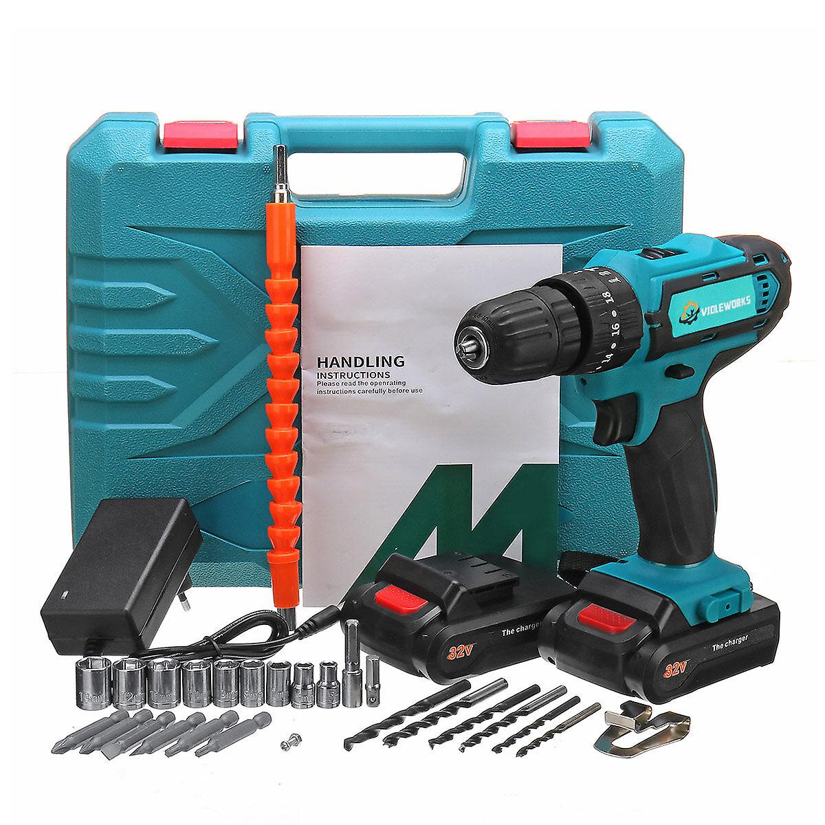 2 Speed Power Drills 6000maah Cordless Drill 3 In 1 Electric Screwdriver Hammer Drill