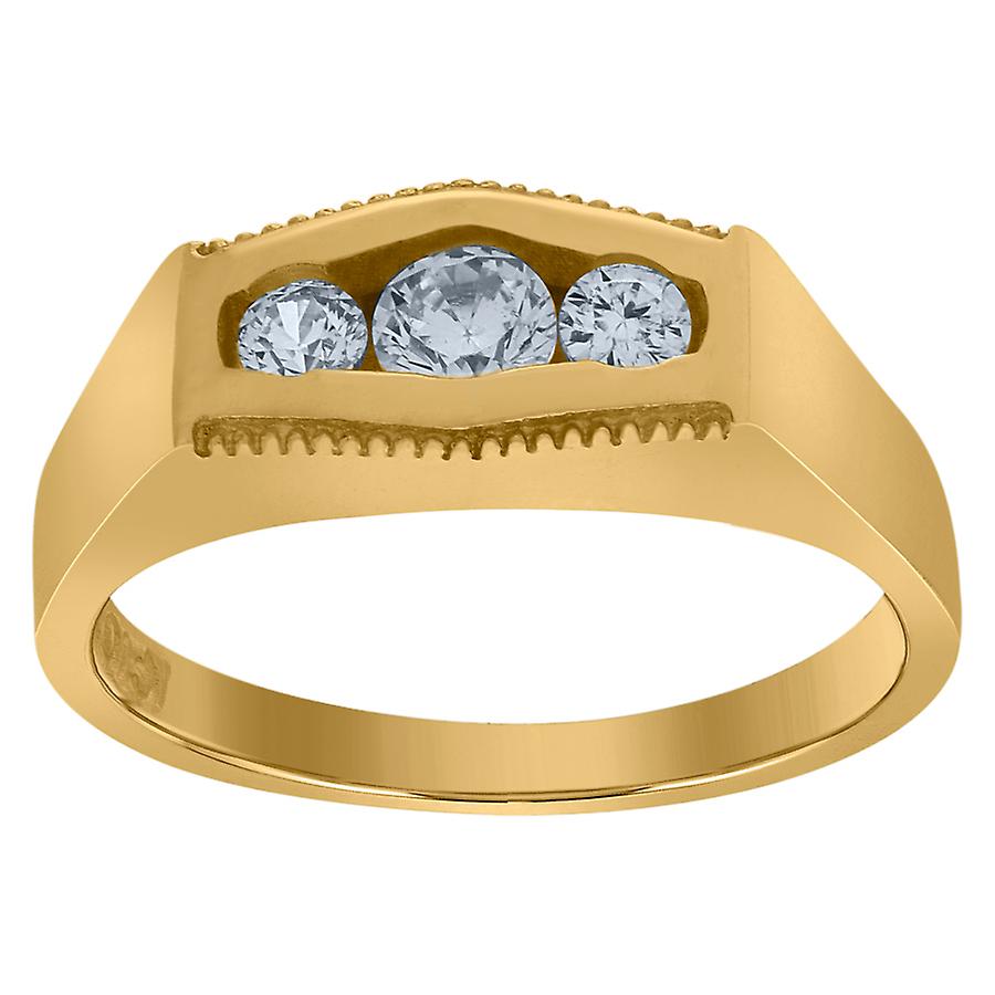 10k Yellow Gold Cubic Zirconia-Cubic-Zirconia Band Ring 4.2x1.5mm Wide-Band Style-Ring