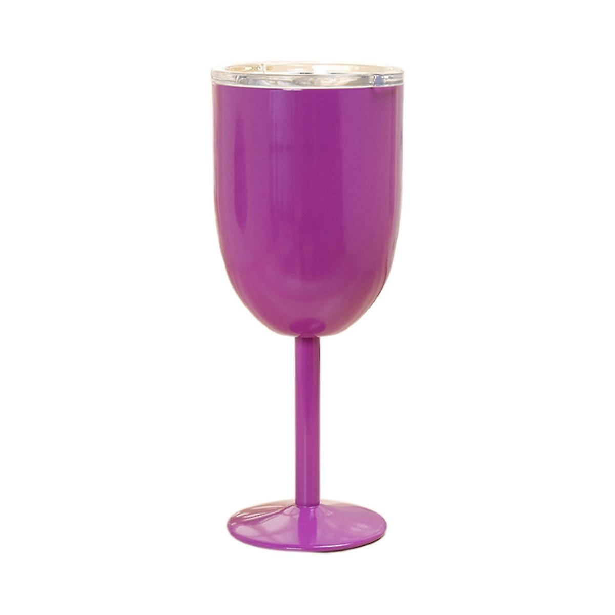 Wine Glass Stainless Steel Double Layer Goblet Color Large Capacity Tumbler Resistant Wine Cup Purple