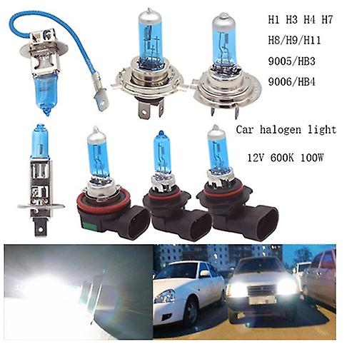 2db H1 H3 H4 H7 H11 Hb3 9005 100w 6000k szuper fényes fehér autólámpa halogén lámpa izzó autó stílus fényszóró ködlámpák