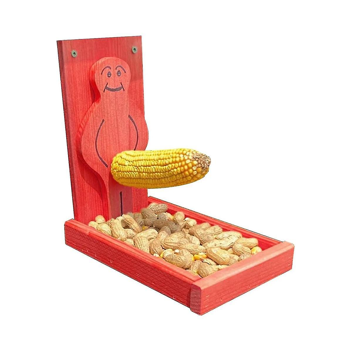 Funny Proud Man Squirrel Feeder Wild Bird Feeders Wooden Decoration Squirrel Feeder For Garden Outs