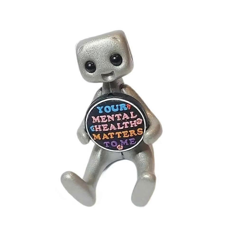 Cute Tiny Robot Figure with Slogan - Your Anxiety is A Lying Hoe Robot, Inspirational Office Desk Decor