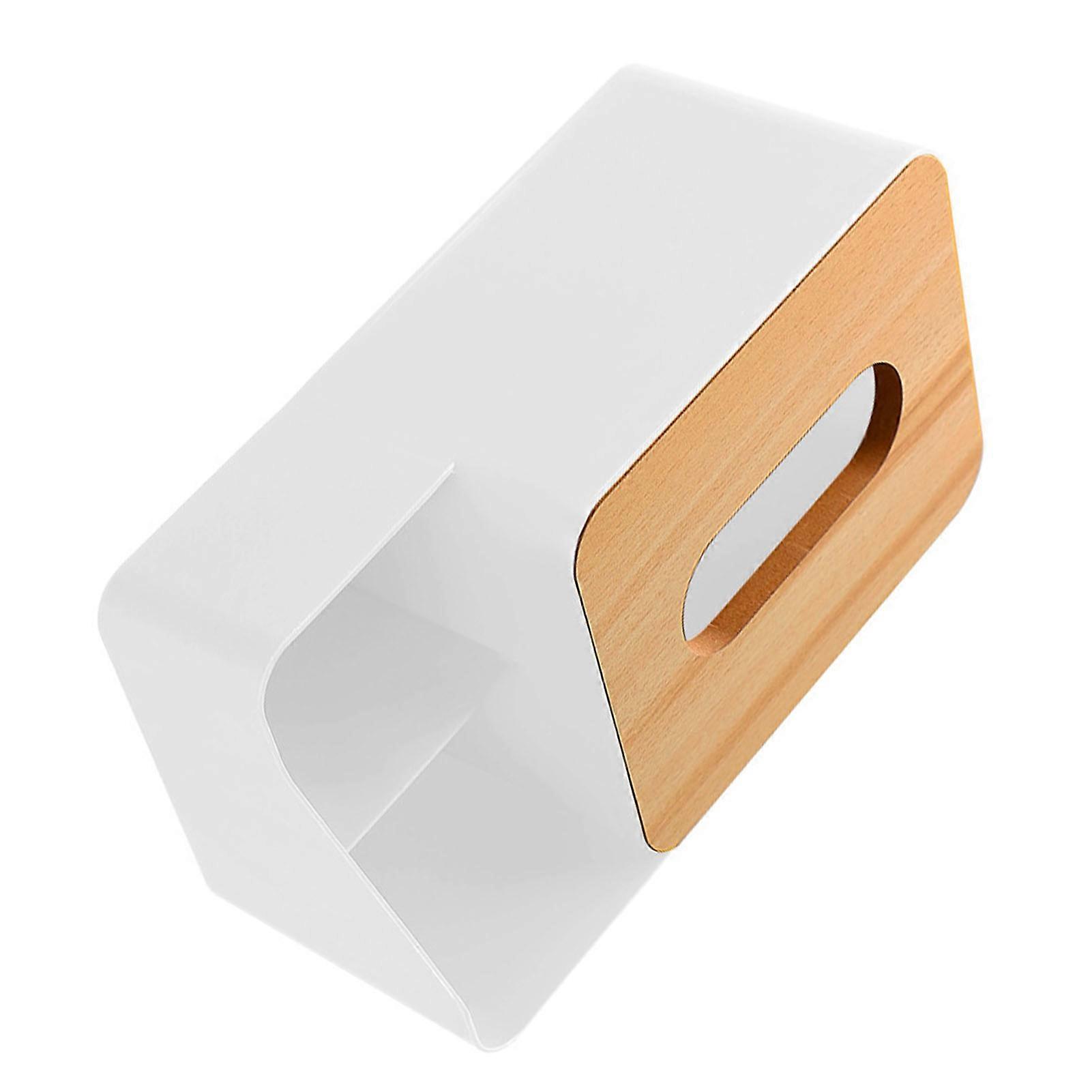 デスクトップティッシュボックス多機能木製カバーリビングルーム寝室オフィス用リモートコントロール収納ボックス