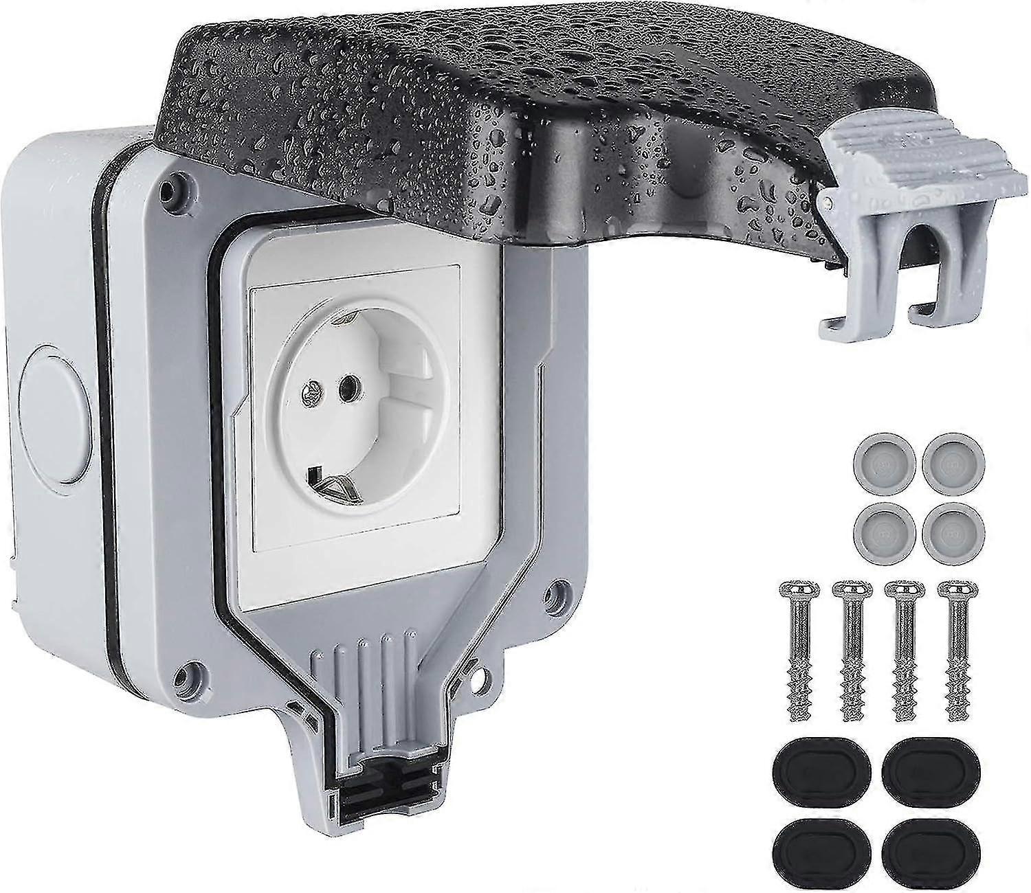 Ip66 Waterproof Outdoor Socket, Wall Socket For Outdoor Use, Waterproof Outdoor Socket, Protruding Protection Contact External Socket With Hinged Cove