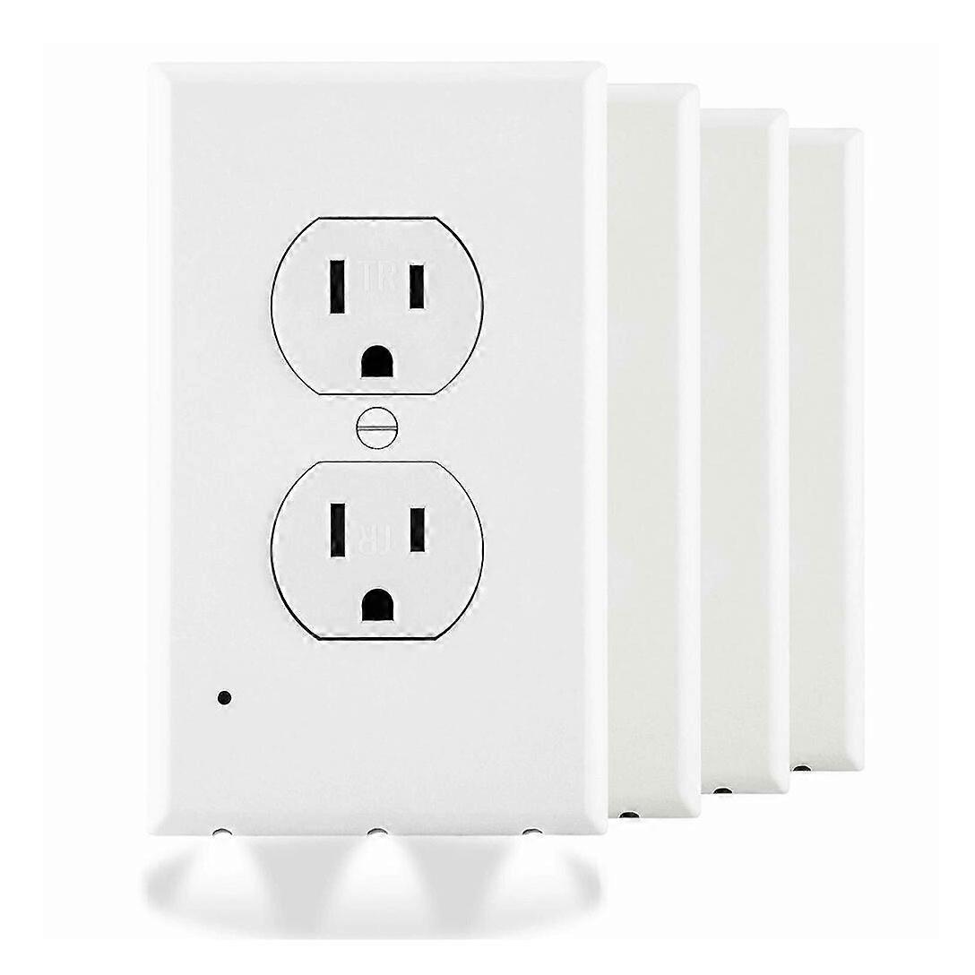 White Double Hole Night Light Induction Socket Panel (5 Pieces)