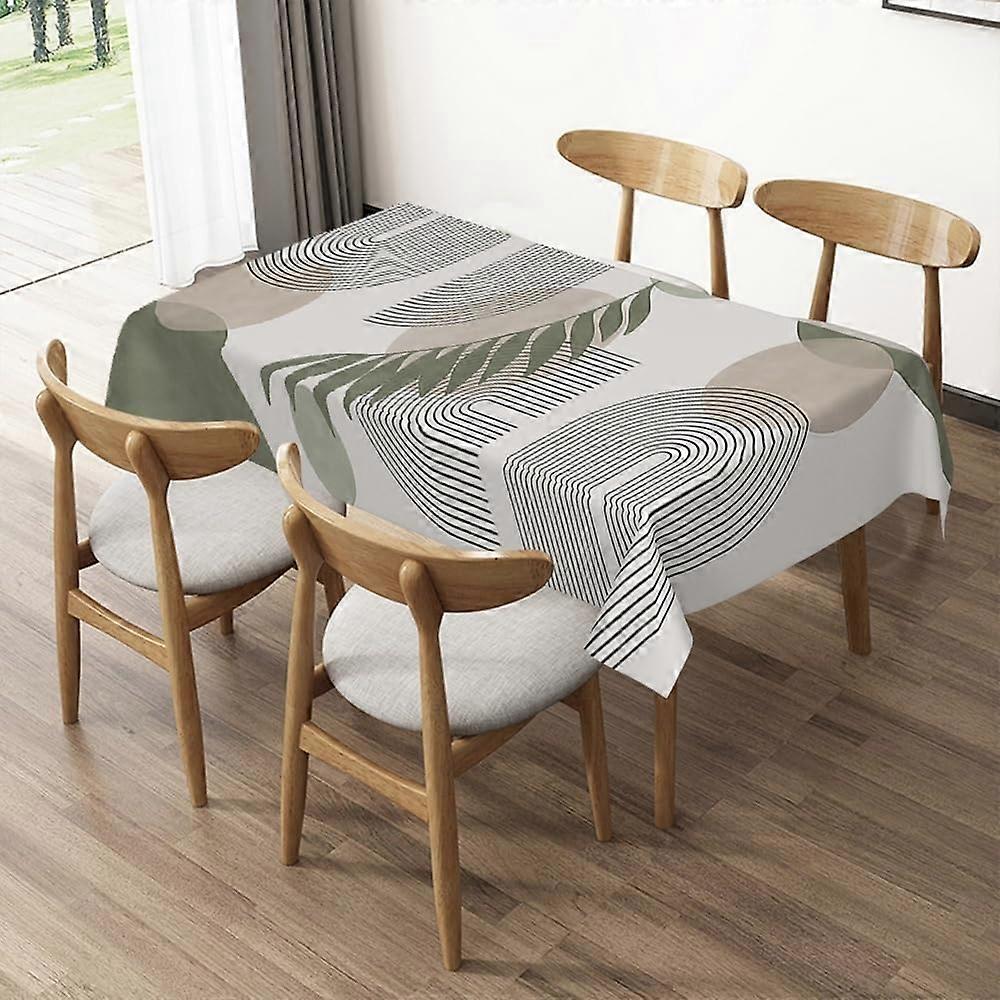 Sage Green Geometric Pattern Rectangle Tablecloth Retro Farmhouse Green Beige Artistic Oblong Tablecloth 60"x90" Polyester Fabric Table Cloths for Kit