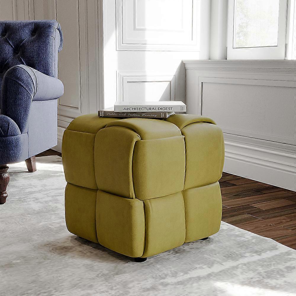49cm Square Footstool Pouffes Chair Yellow