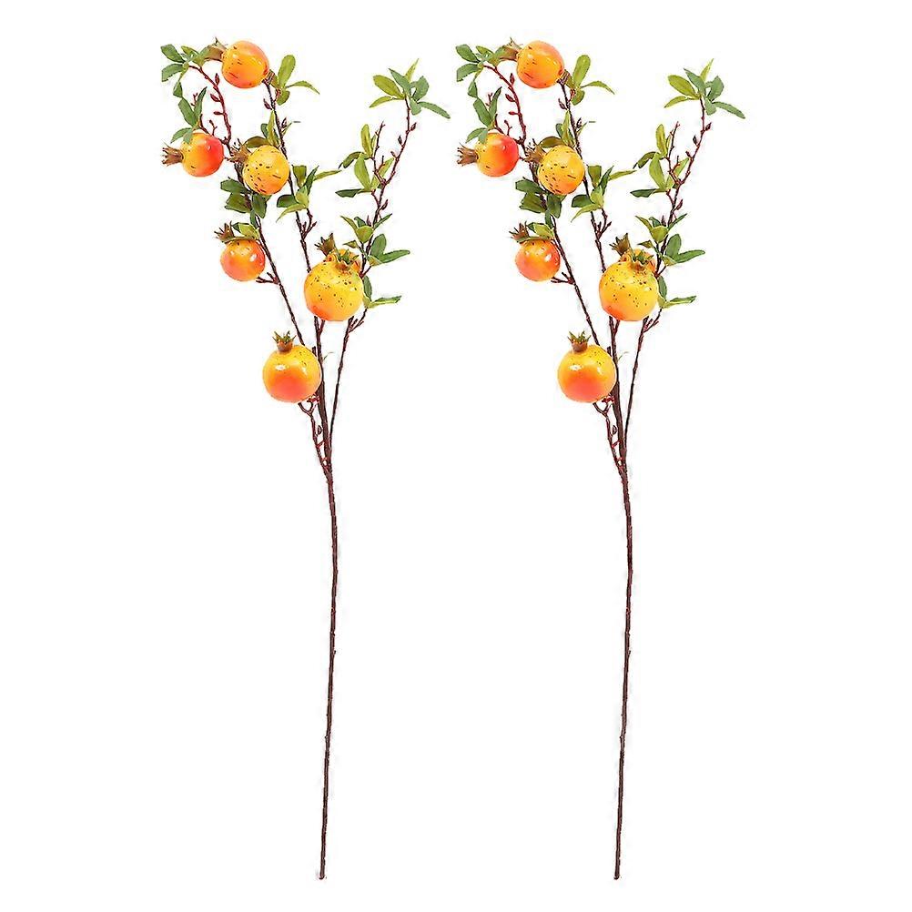 2pcs Simulated Pomegranate Branches Foams Pomegranate Stems Scene Layout Props