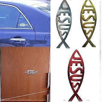 Kit 2 Adesivi Pesce Cristiano Gesù ICHTHYS per Auto e Moto