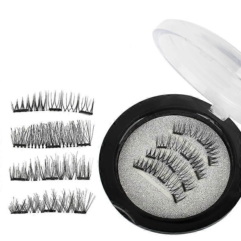 4pcs Soft Natural Fashion Lashes 3d Three Magnetic False Eyelashes No Glue Ultra-thinner Magnet Eye Lashes Extension Tools