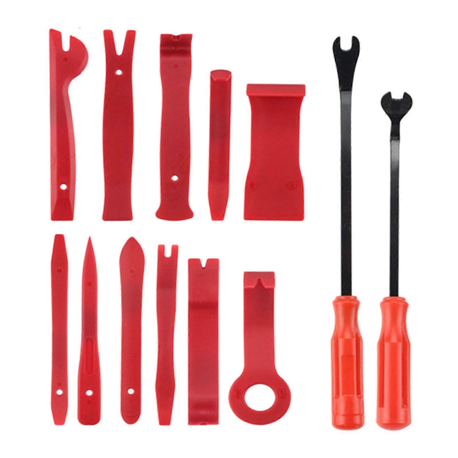 13pcs Auto Removal Tool Red Pp Complete Easy Handheld Lightweight Door Audio Panel Removal Set For Car