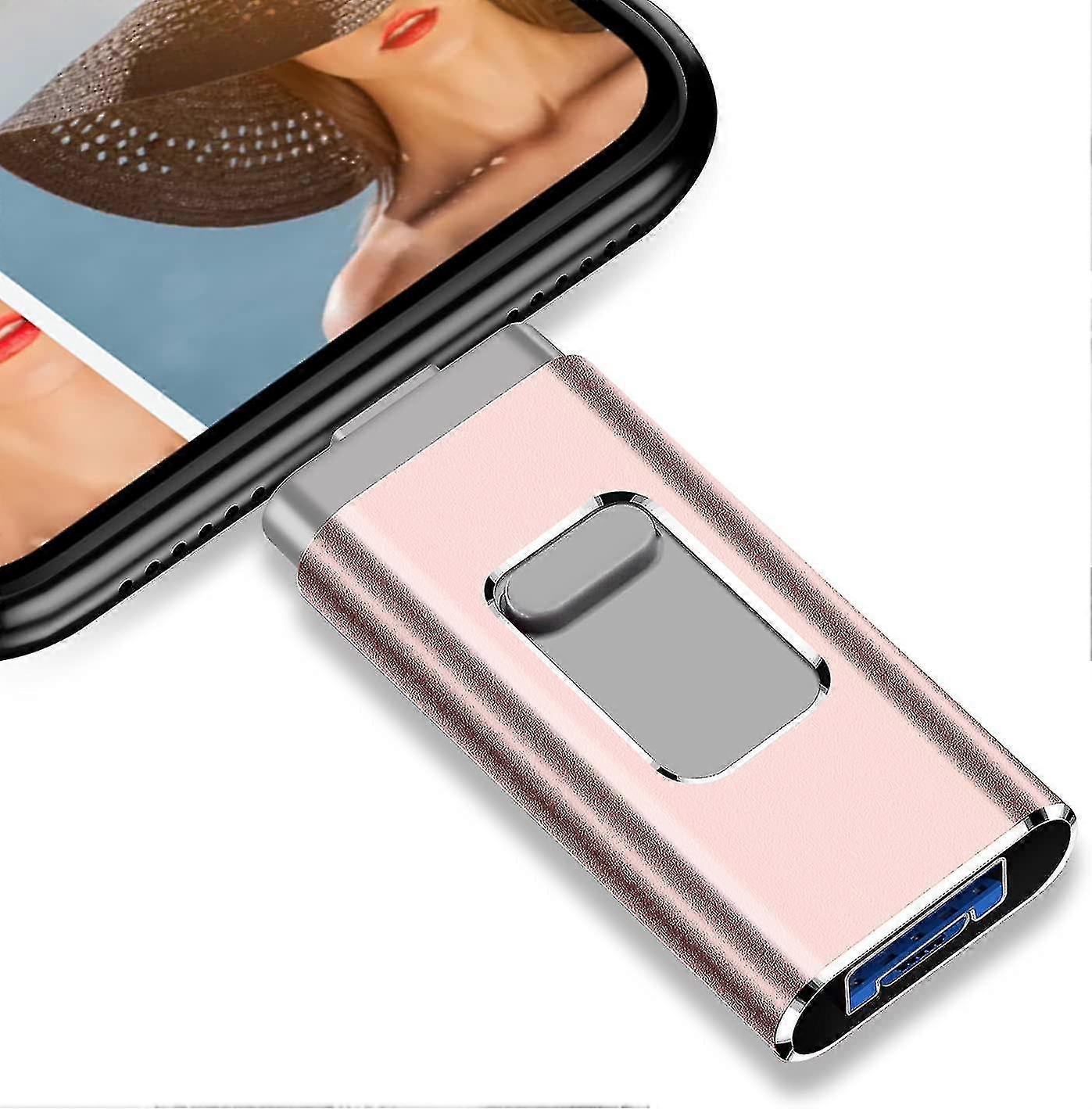 Usb 3.0 Flash Drive Intended Compatible Iphone, Memory Stick External Storage Thumb Photo (pink 32gb)-g_Sep